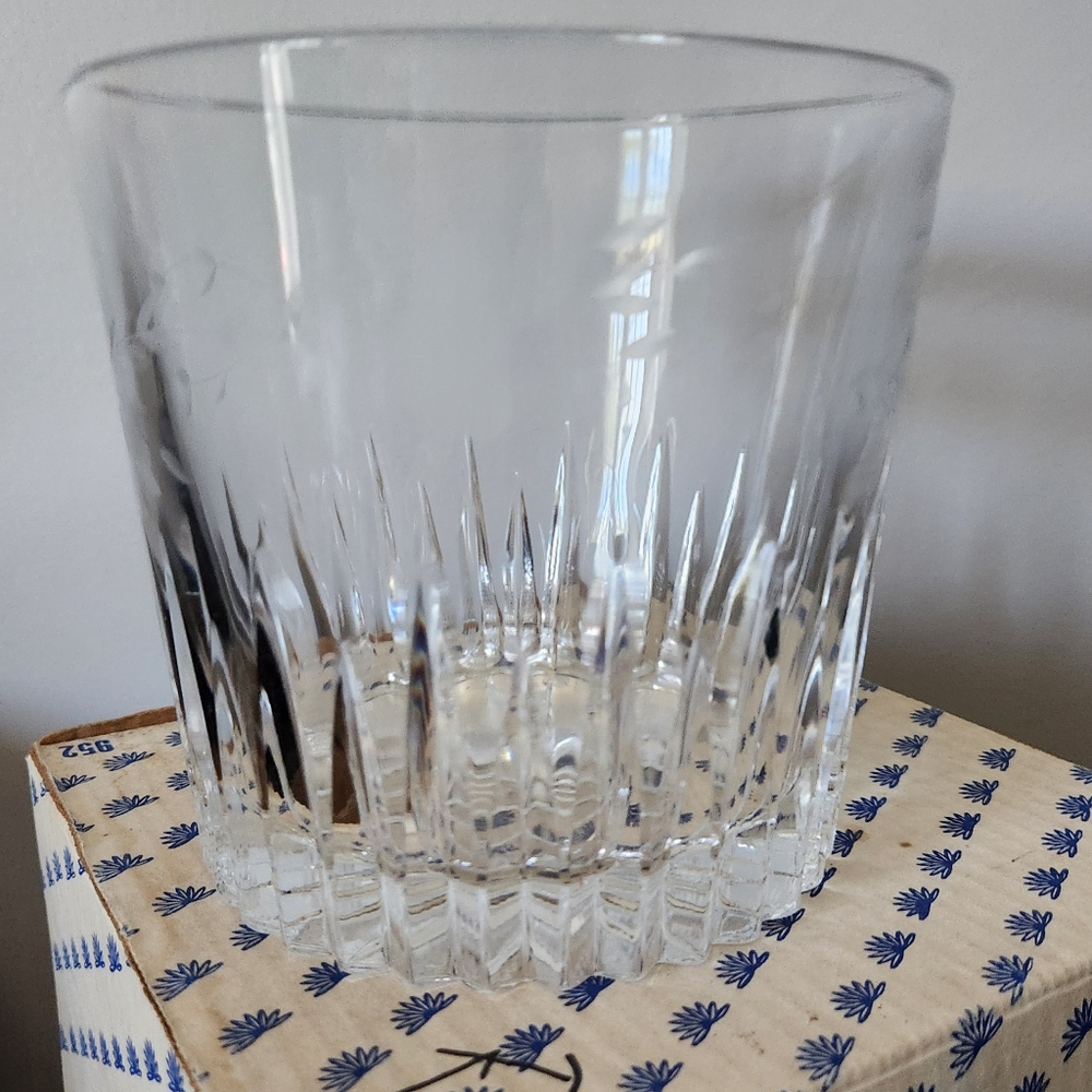 Princess House Crystal Heritage Ice Bucket Trifle Dessert Bowl Etched Vintage